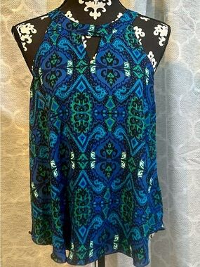 Express Blue & Green Patterned Halter Neck Women’s blouse size M